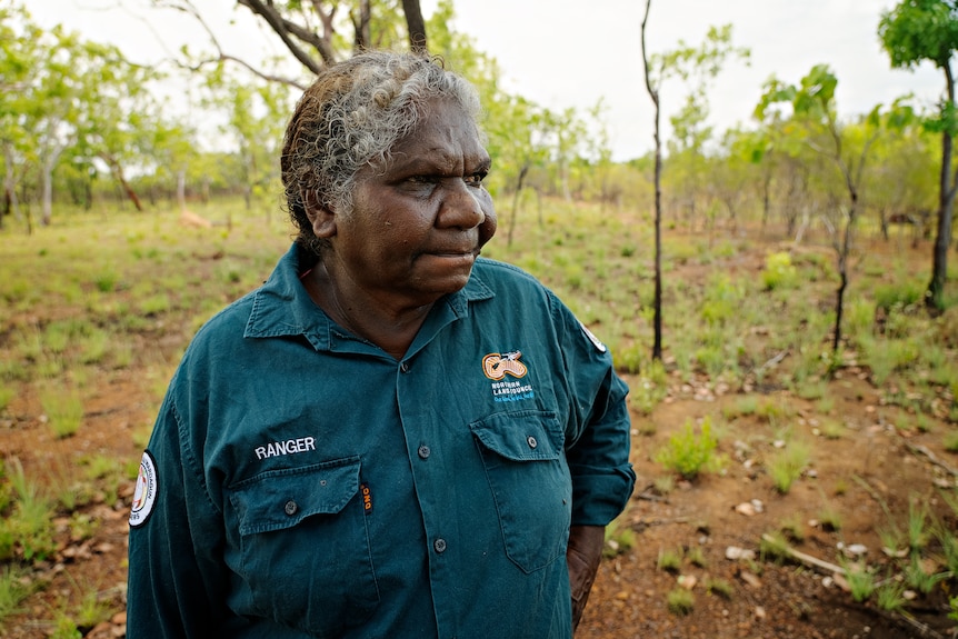 Wagaman Ranger Daphne Huddlestone in bushland near the town of Pine Creek in the Douglas-Daly region.