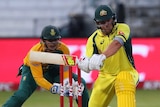 Aaron Finch bats during the first KFC T20 International match between South Africa and Australia.