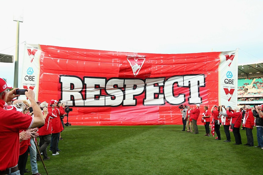 The Sydney Swans' RESPECT banner