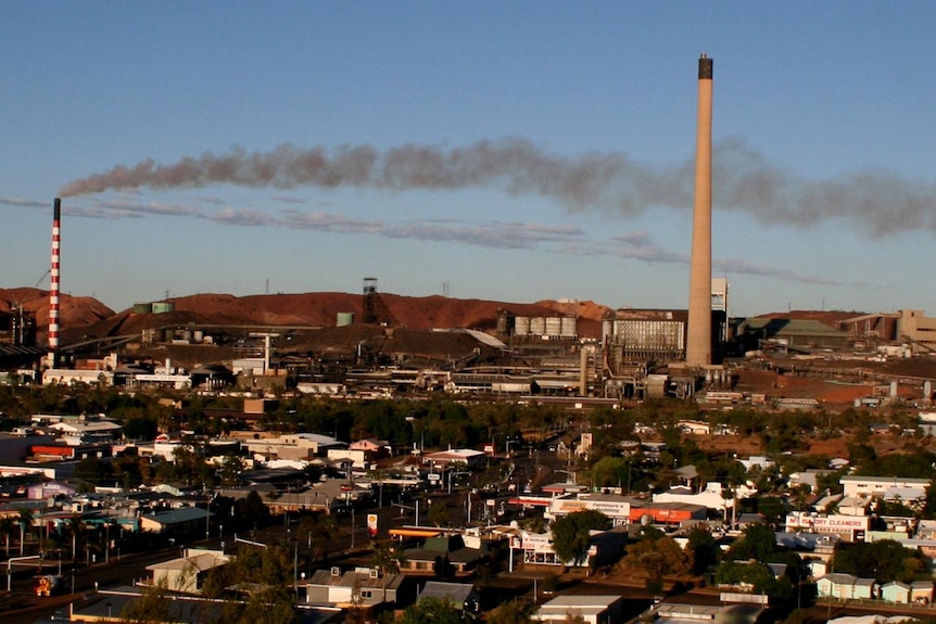 Looking at copper smelter over the city of Mount Isa