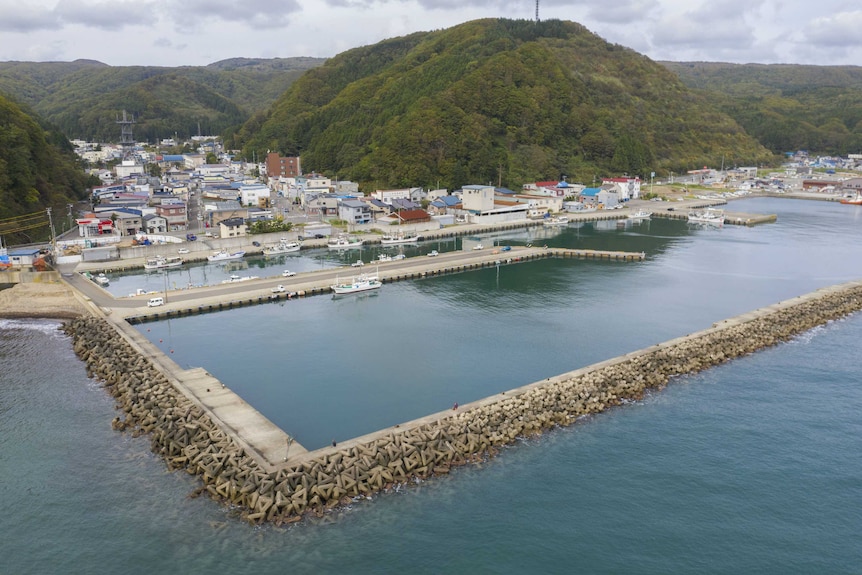 An aerial view of the island of Okushiri