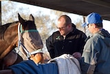 Champion trainer Peter Moody, well-known for his work with Black Caviar, with Barcaldine's Tod Austin at the Birdsville Races