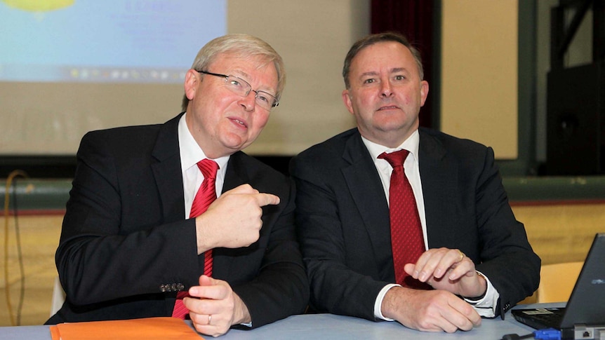 Prime Minister Kevin Rudd and Deputy Prime Minister Anthony Albanese before the meeting.