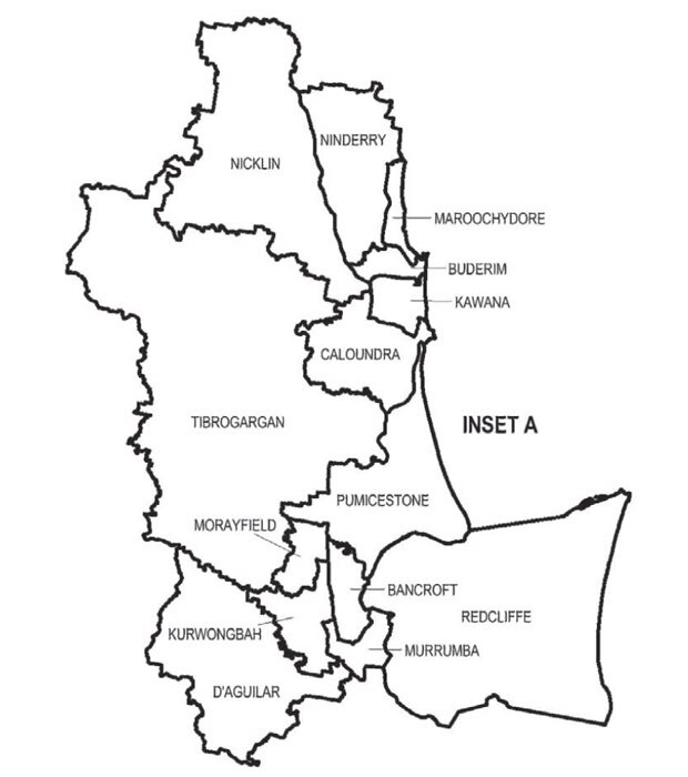 Sunshine Coast and Redcliffe electorates under the redistribution.