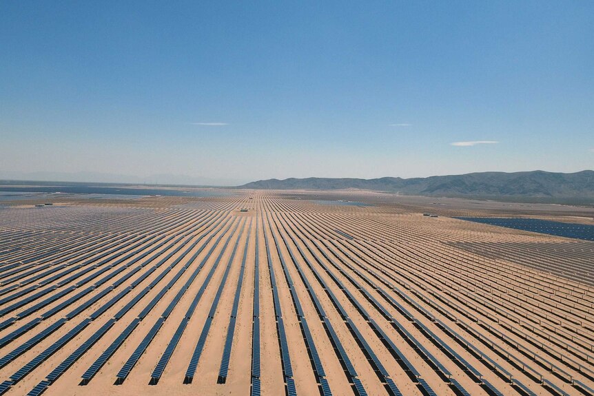 A solar power plant in Mexico covers an area the size of 40 football fields
