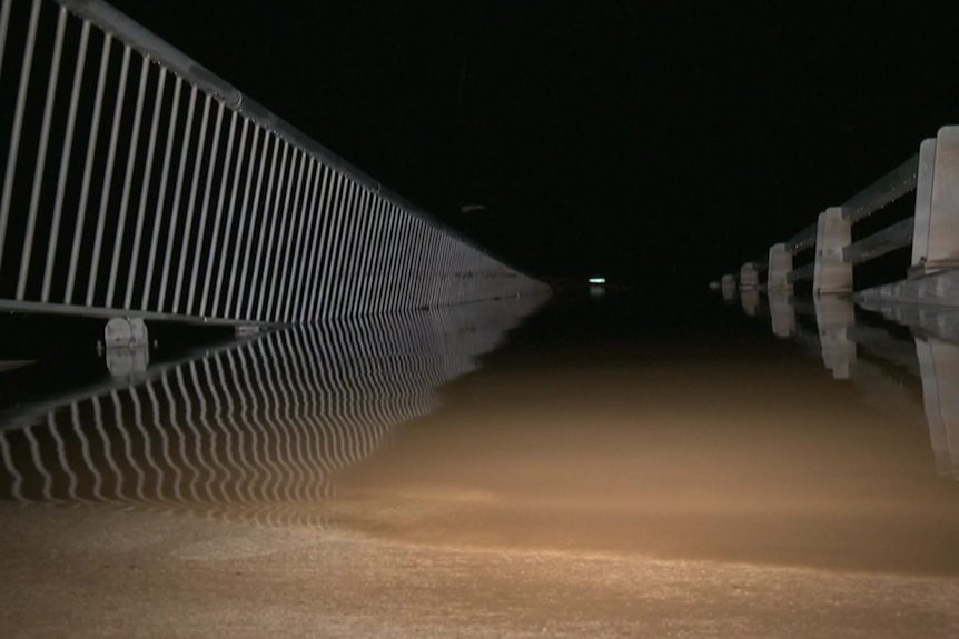 A flooded bridge