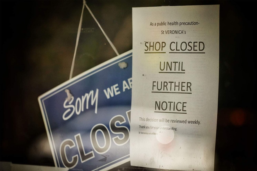 Close-up of shop closed sign in Brisbane.