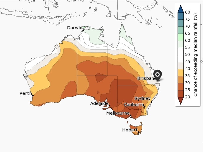Median rainfall map for March to May