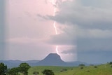 Lightning strikes a mountain