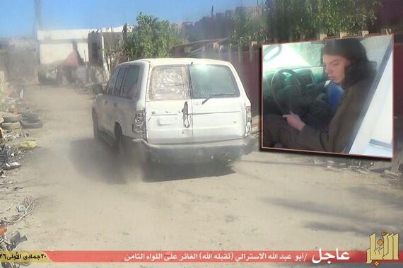 Image purportedly showing Melbourne teenager Jake Bilardi at the wheel of a vehicle used in a suspected suicide bombing