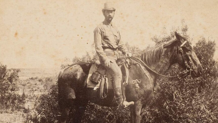 A black and white photo of Henry Vere Barclay on a horse.
