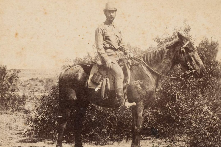 A black and white photo of Henry Vere Barclay on a horse.