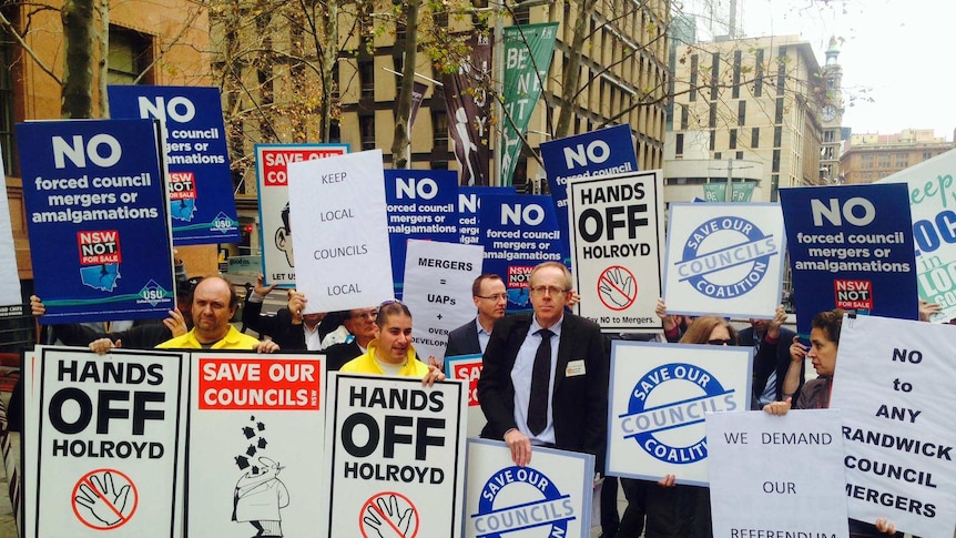 Protestors in Sydney are angry about councils' merger proposals