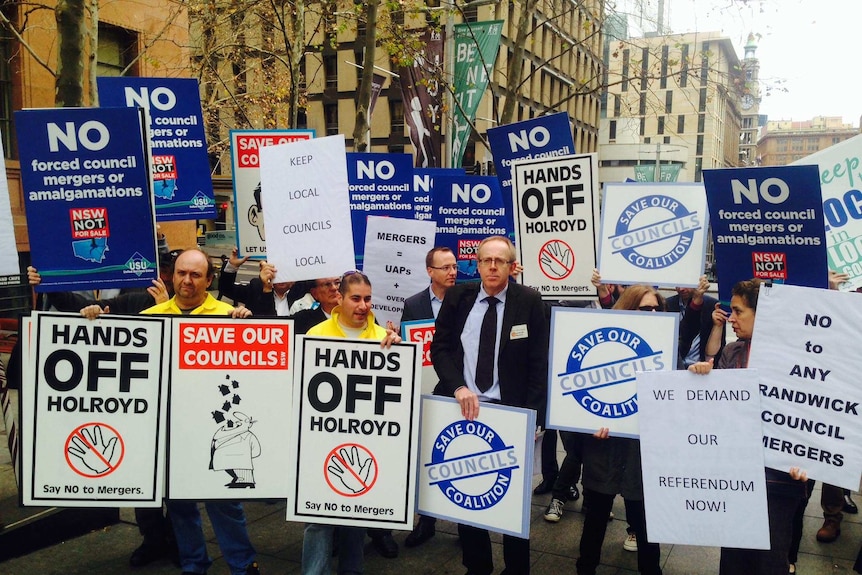 Protestors in Sydney are angry about councils' merger proposals