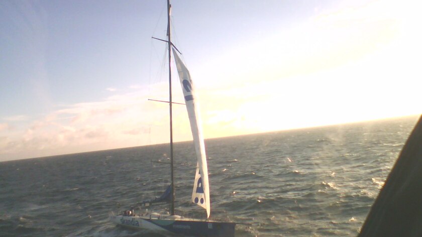 Skandia which limped into Hobart shortly before 7:00am AEDT after being slowed by a damaged mast.