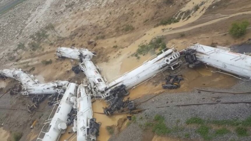 A train derails east of Julia Creek