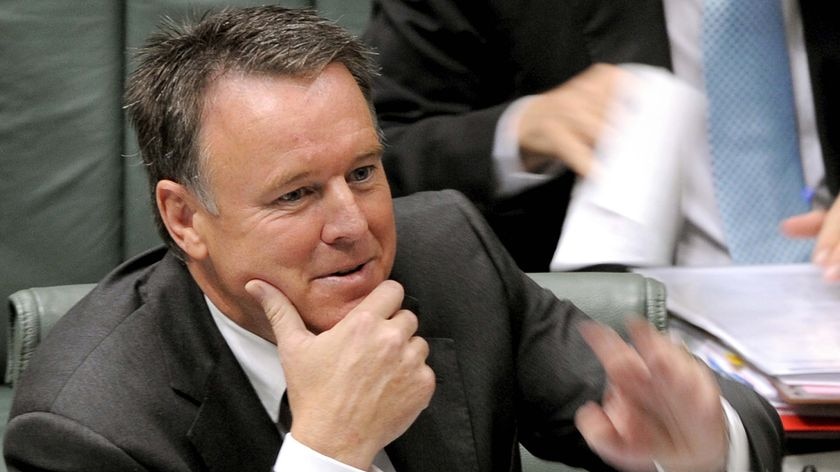Defence Minister Joel Fitzgibbon gestures during a censure motion in the House of Representatives