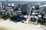 Aerial image showing highrise unit complexes in Surfers Paradise on Queensland's Gold Coast