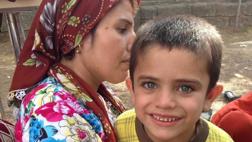 Refugee mother and child