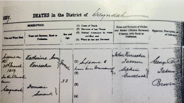 A copy of Anna Krieger's death certificate.