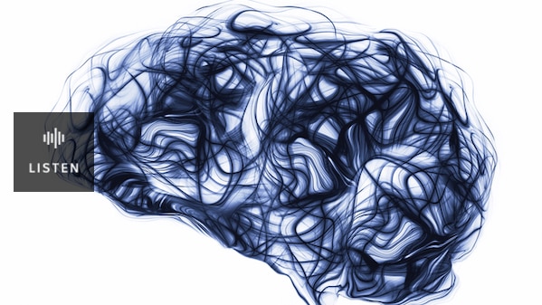 Blue wavy lines in the shape of a skull. Has Audio.