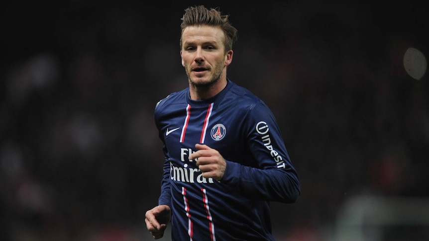 David Beckham in action for Paris Saint-Germain in the French Ligue 1.