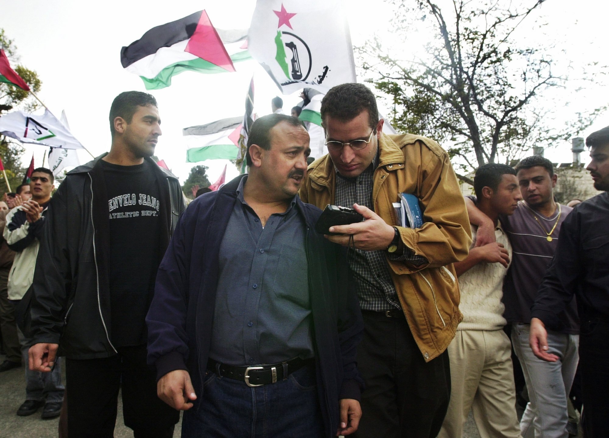 Marwan Barghouti at a protest in November 2001