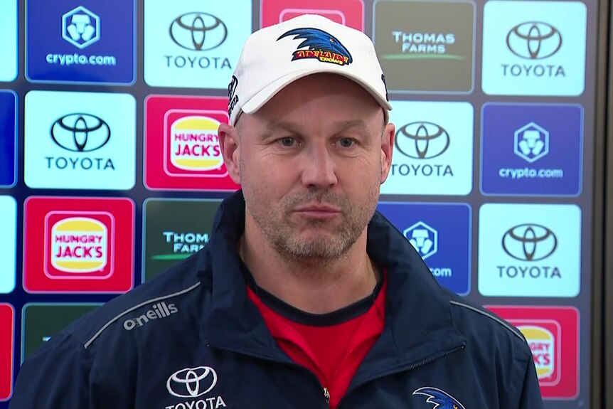 Adelaide Crows coach Matthew Nicks at a media conference.
