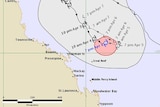 A tracking map of the projected path of Cyclone Iris