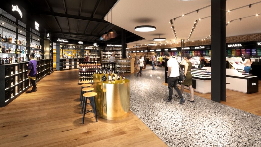 An artist impression image of the upgraded duty free precinct planned for the Adelaide Airport.