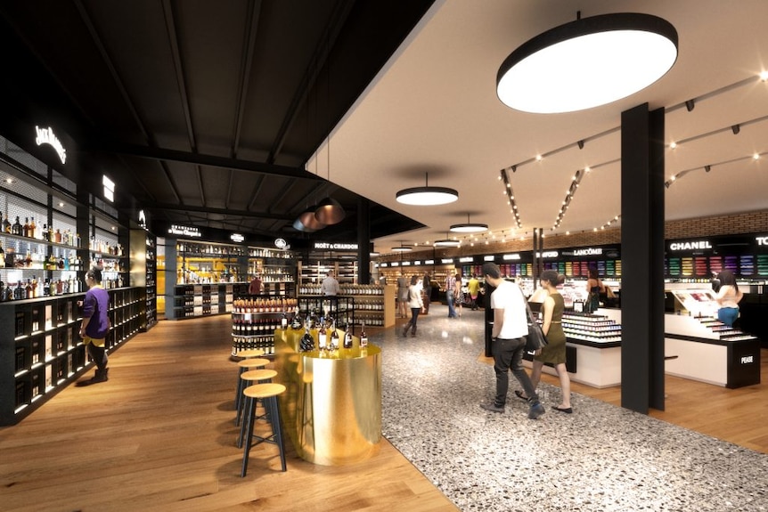 An artist impression image of the upgraded duty free precinct planned for the Adelaide Airport.