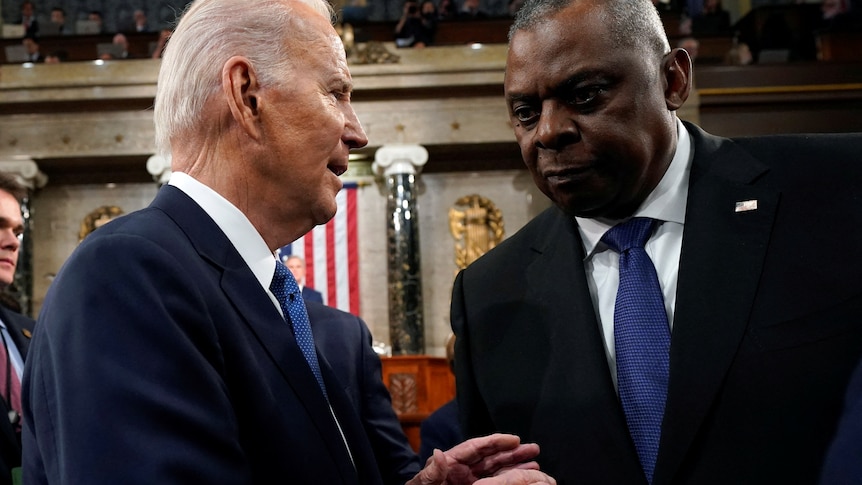 Joe Biden and Lloyd Austin talk to each other 