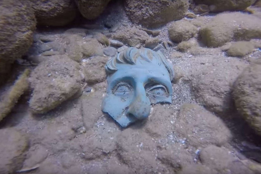 A piece of an ancient statue found by the Israel Antiquities Authority.