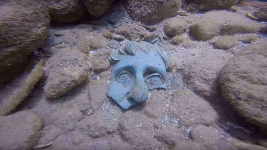 A piece of an ancient statue found by the Israel Antiquities Authority.