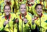 Hockeyroos celebrate with their gold medals
