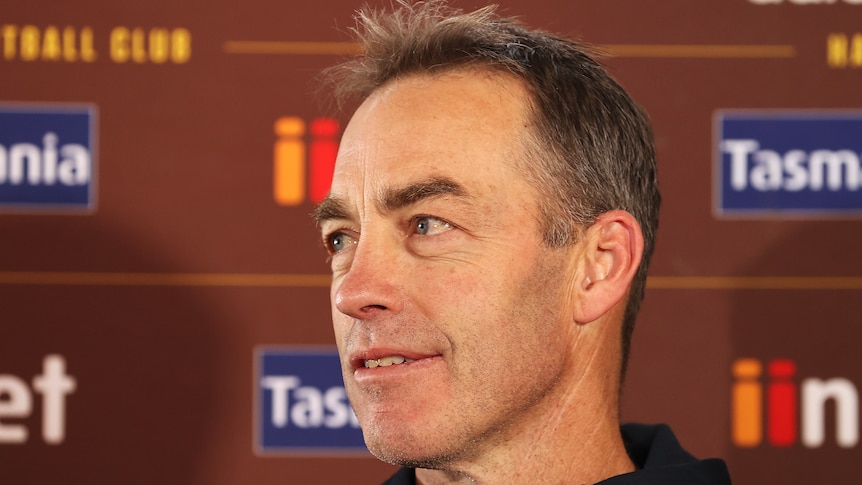 Alastair Clarkson talks to the media at a press conference announcing Shaun Burgoyne's retirement
