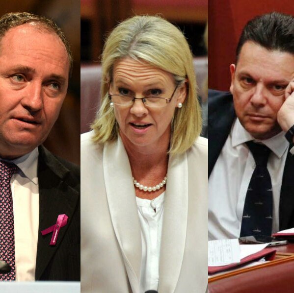 A composite image of Barnaby Joyce, Fiona Nash and Nick Xenophon in Parliament.