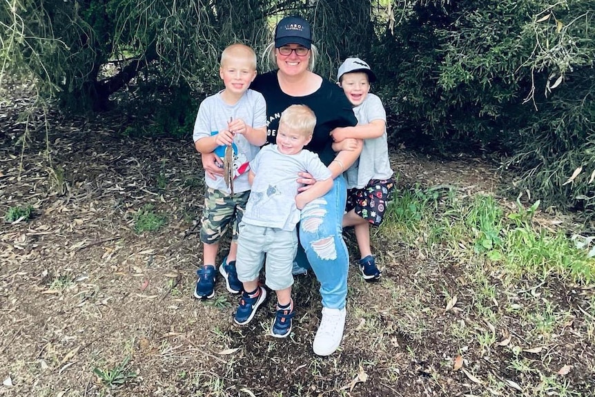 Karina Hampton with her three boys.