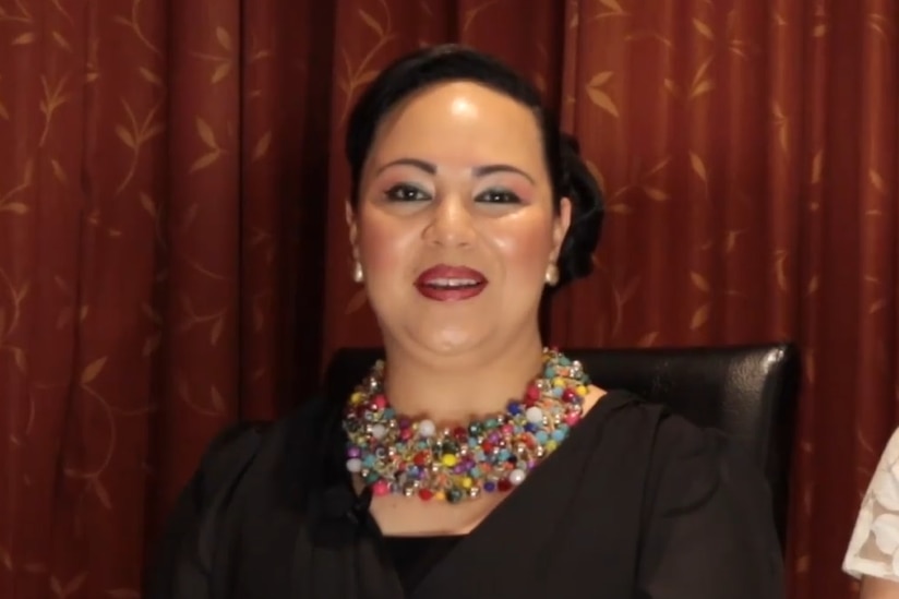 Tongan Princess Latufuipeka Tuku'aho mid-speech.