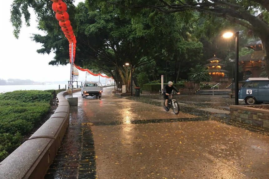 Cyclist in the rain