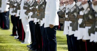 Officer Cadets on Parade at the Australian Defence Force Academy in Canberra.