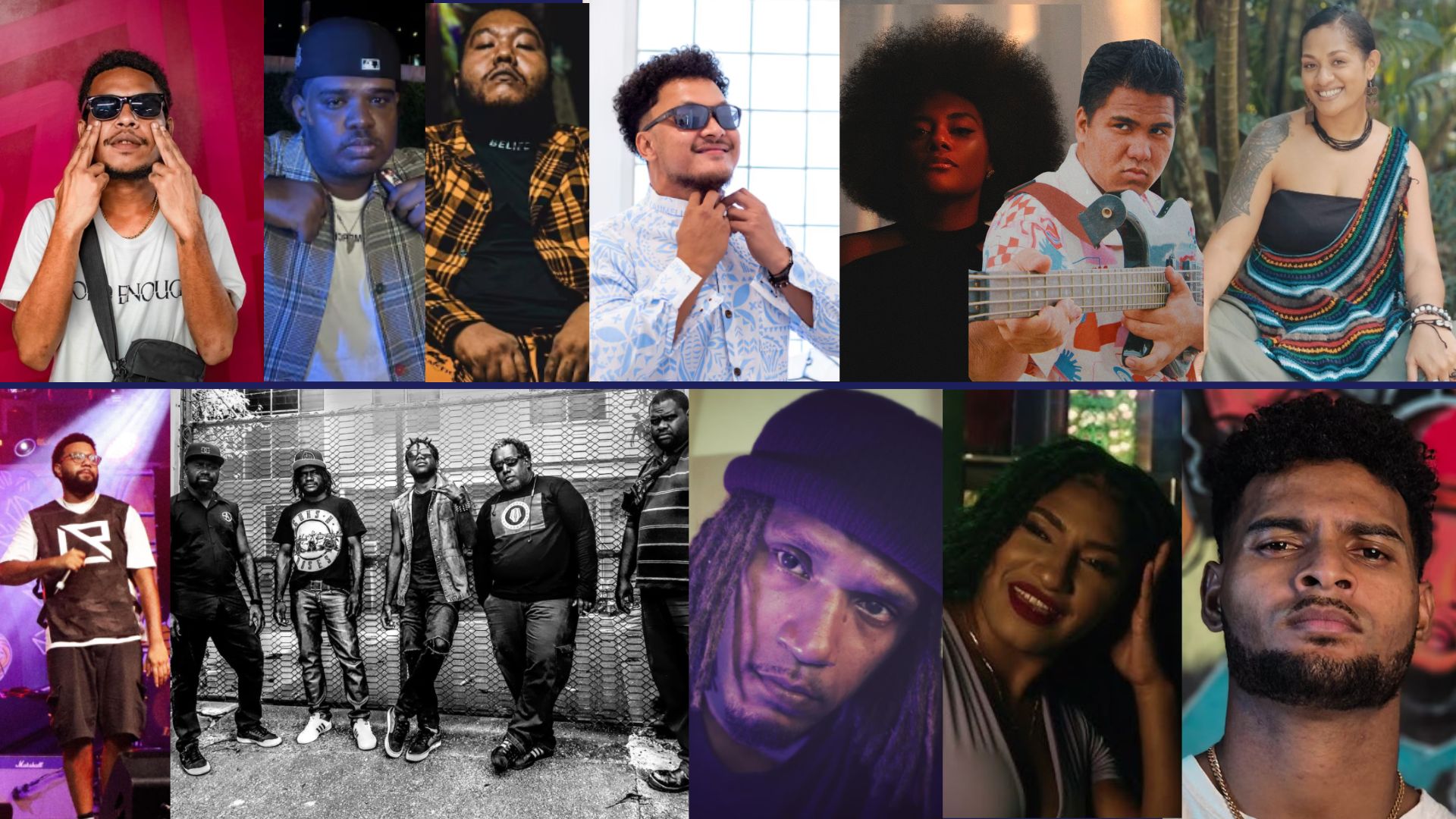 Spliced image of 16 music artists from the Pacific