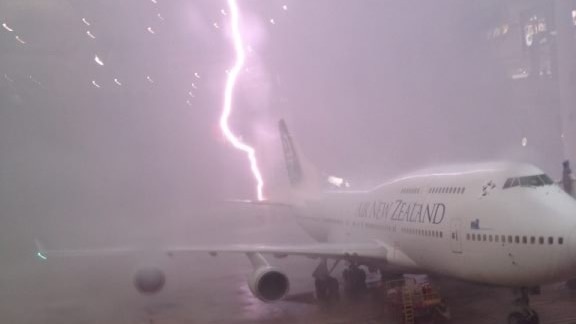 Wild weather hits Brisbane International Airport, November 17, 2012.