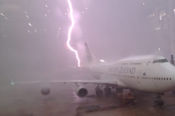 Wild weather hits Brisbane International Airport, November 17, 2012.