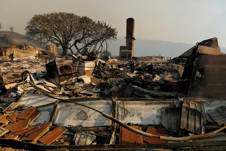 The remains of a home after it has been burned to the ground.