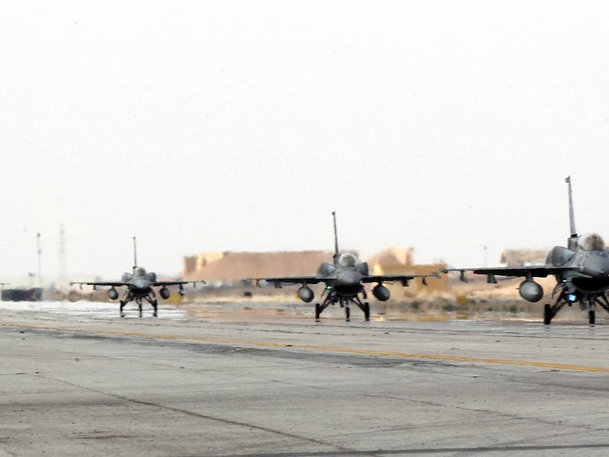 UAE F-16 fighters at Jordan airbase