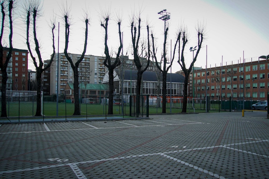 An empty school and carpark.