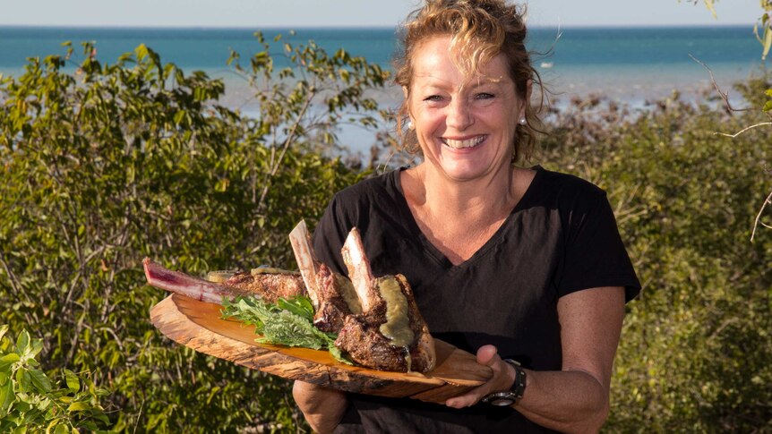 Liz Leigh with Kimberley rib-eye and gubinge chutney