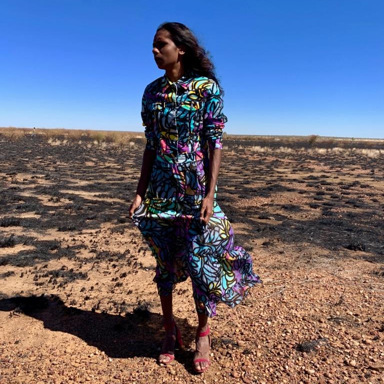 Model Shaniqua Shaw said the Gorman Mangkaja collection is empowering for Fitzroy Crossing.