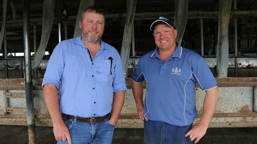 Dairy farmers Shane Hickey and Paul Weir.